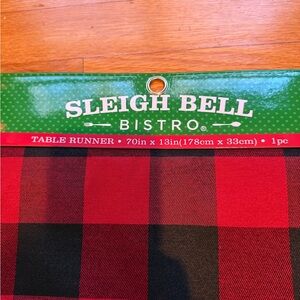 Sleigh Bell Bistro Red and Black Table Runner